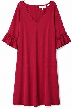 Lark & Ro Dress Womens 16 Pink/Red V Neck 3/4 Bell Sleeve Shift Knee Length NWOT